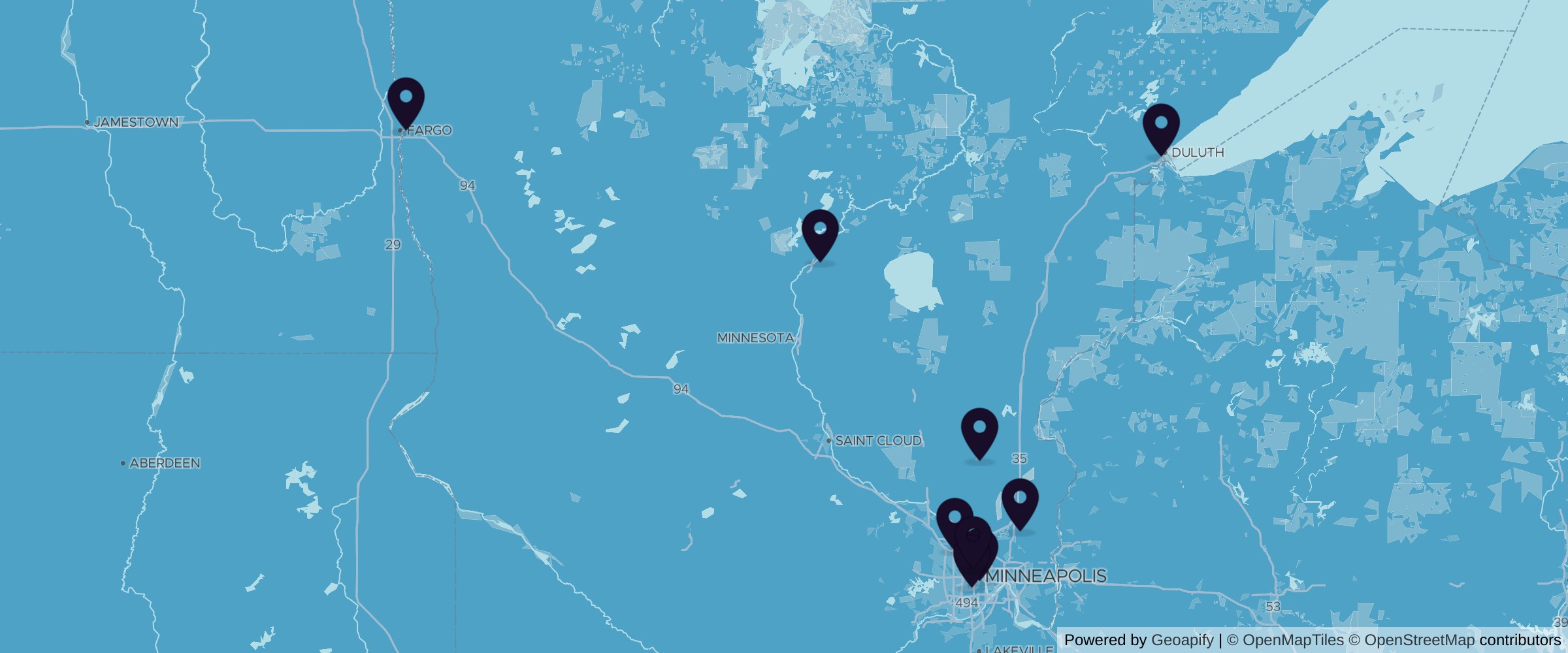 Map of 9 reclaimed wood suppliers across Minnesota