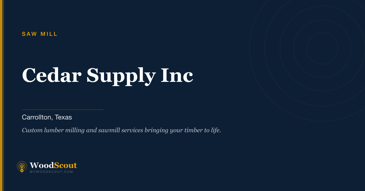 Cedar Supply Inc saw mill in Carrollton, Texas — sawmill services and custom lumber milling