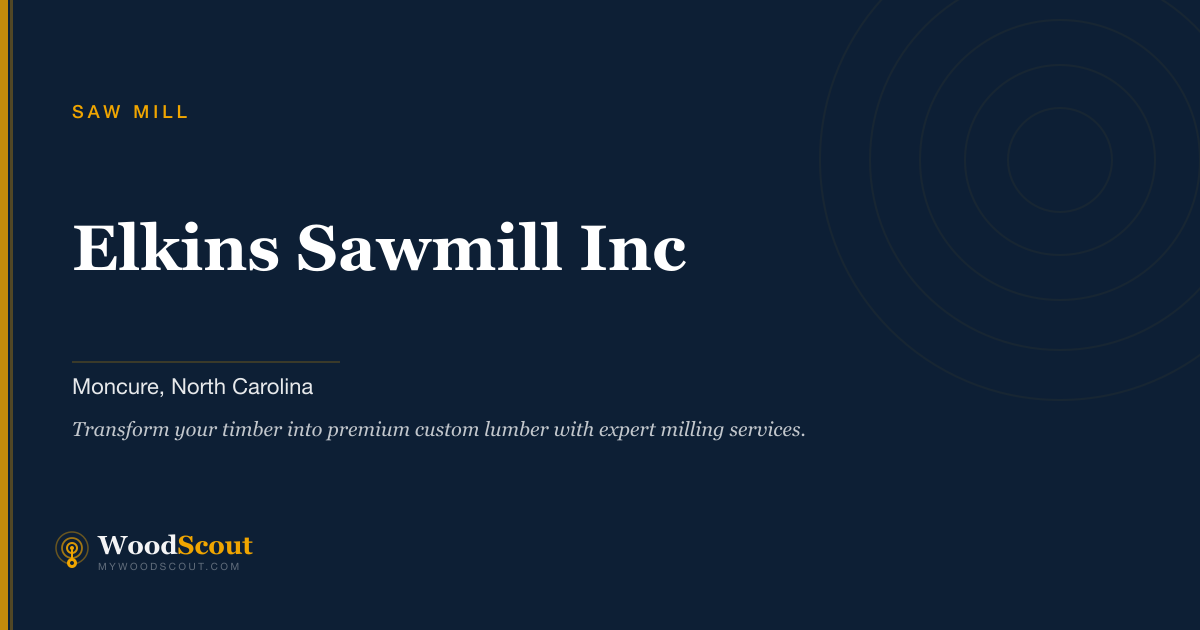Elkins Sawmill Inc saw mill in Moncure, North Carolina — sawmill services and custom lumber milling