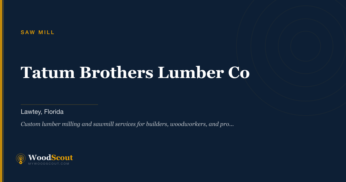 Tatum Brothers Lumber Co saw mill in Lawtey, Florida — sawmill services and custom lumber milling