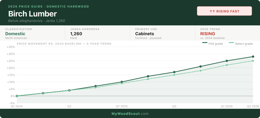 Birch lumber price trend 2024–2026